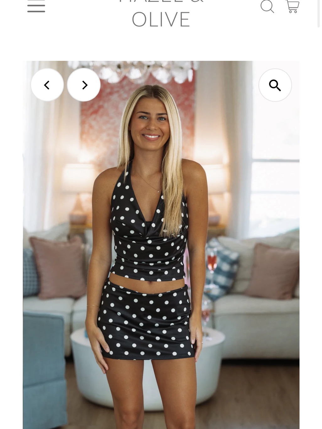 Black Polka Dot Halter Crop Top And Skirt Set